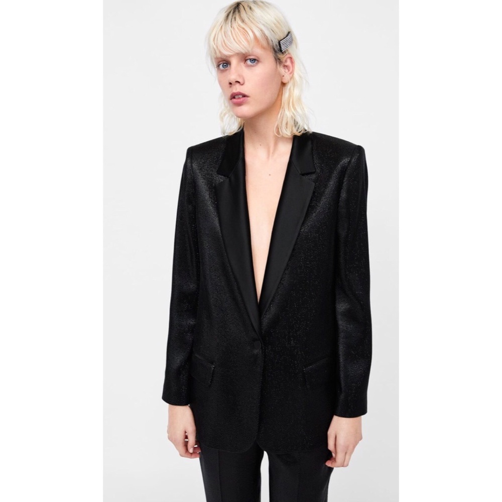 Zara Black Shiny Effect Blazer